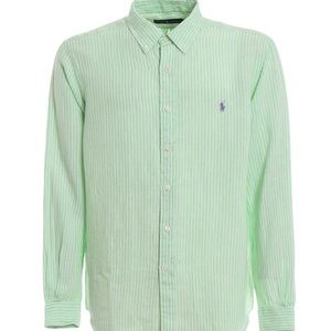 MINT STRIPED GREEN POLO RALPH LAUREN LINEN SHIRT